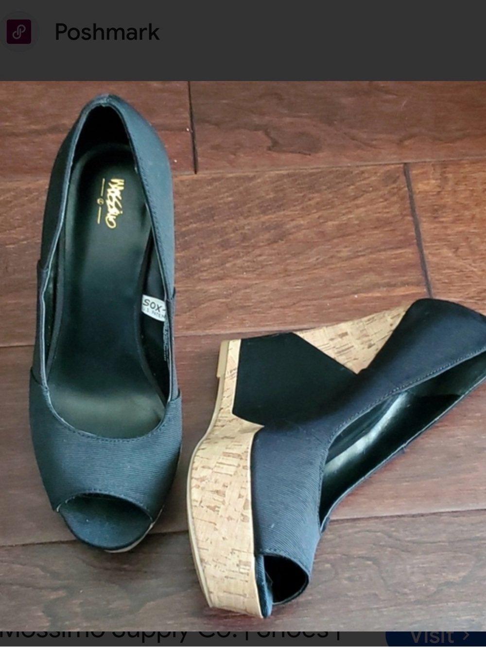 Mossimo Supply Co. Navy Peep-Toe Cork Wedge Heels